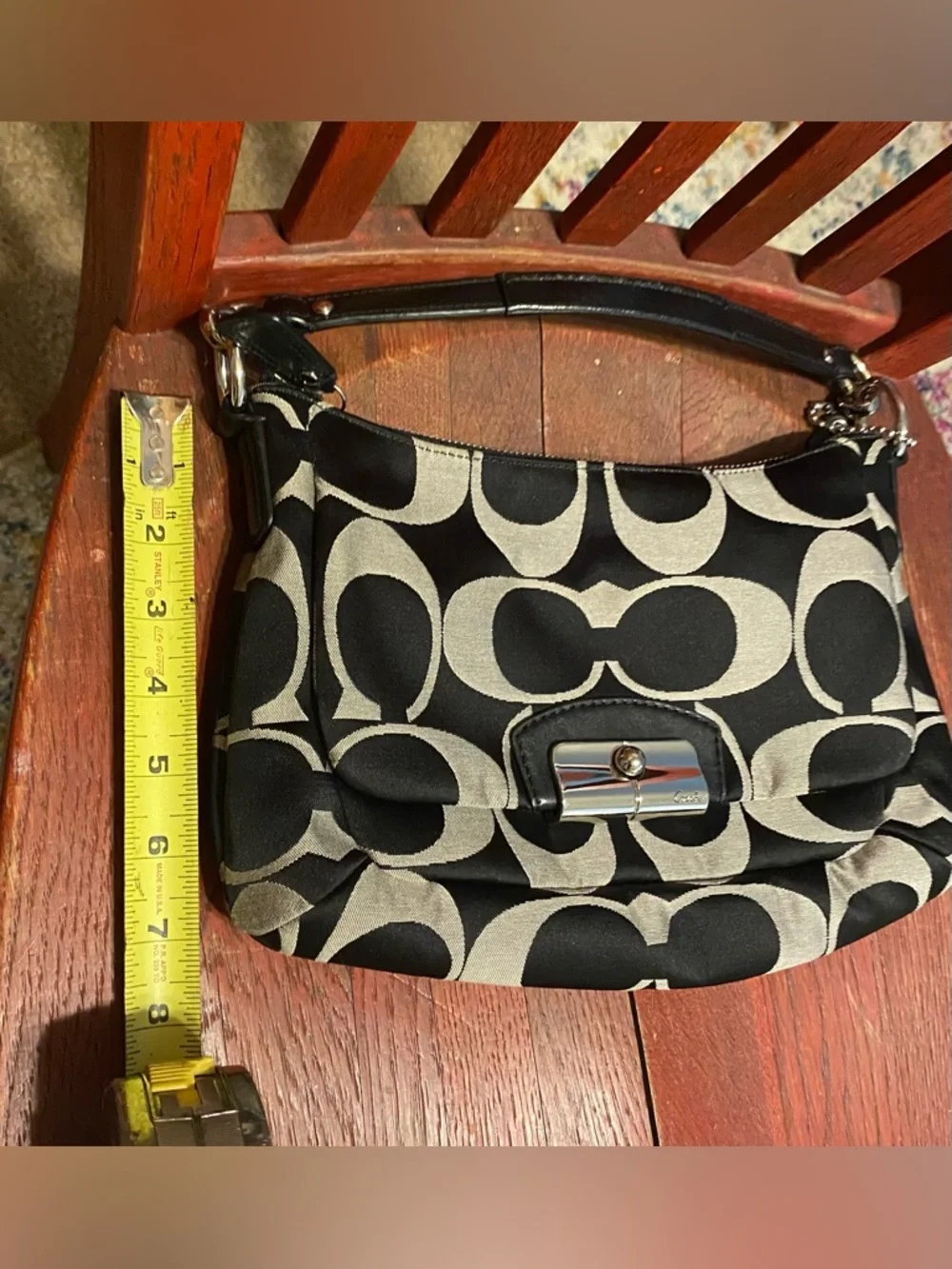 Vintage Coach Kristin Signature East West Bag Black Grey Y2K Indie Sleaze Retro - Picture 11 of 16